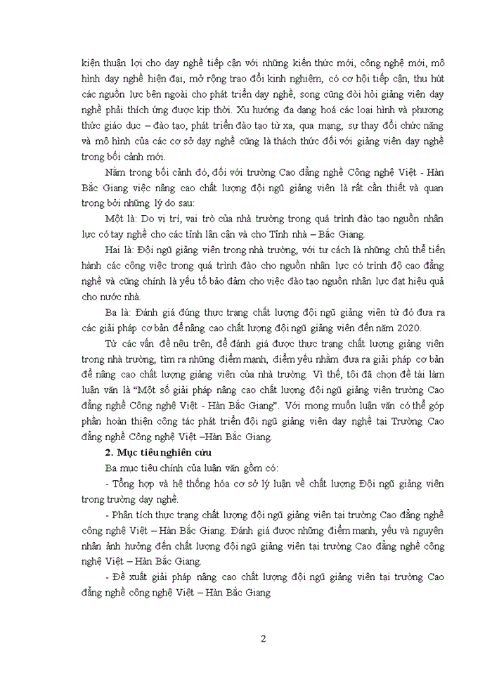 image for page Một số giải pháp nhằm nâng cao chất lượng đội ngũ giảng viên tại trường cao đẳng nghề công nghệ việt – hàn bắc giang 2017