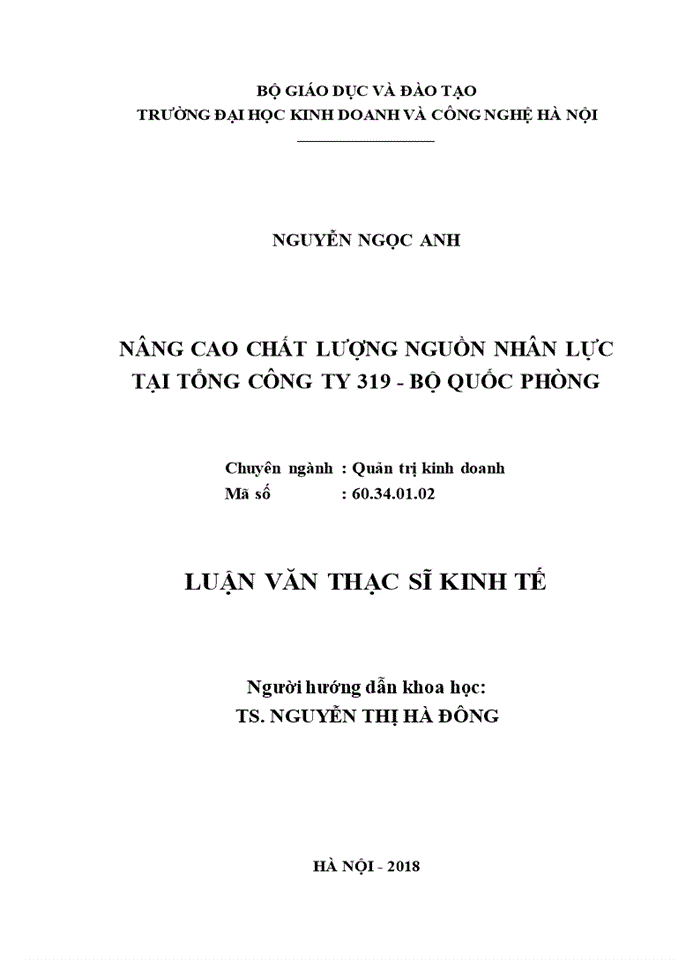 image for page Nâng cao chất lượng nguồn nhân lực tại tổng công ty 319 - bộ quốc phòng 2018