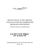 Thu hút vốn đầu tư trực tiếpnước ngoài vào ngành công nghiệp hỗ trợ trên địa bàn tỉnh vĩnh phúc 2017