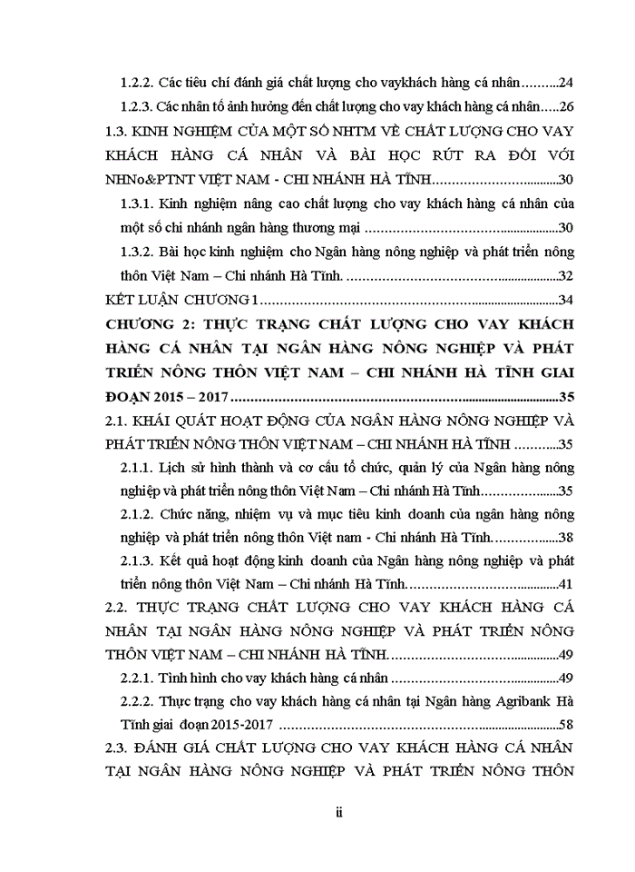 Nâng cao chất lượng hoạt động cho vay khách hàng cá nhân tại ngân hàng nông nghiệp và phát triển nông thôn việt nam – chi nhánh hà tĩnh 2018