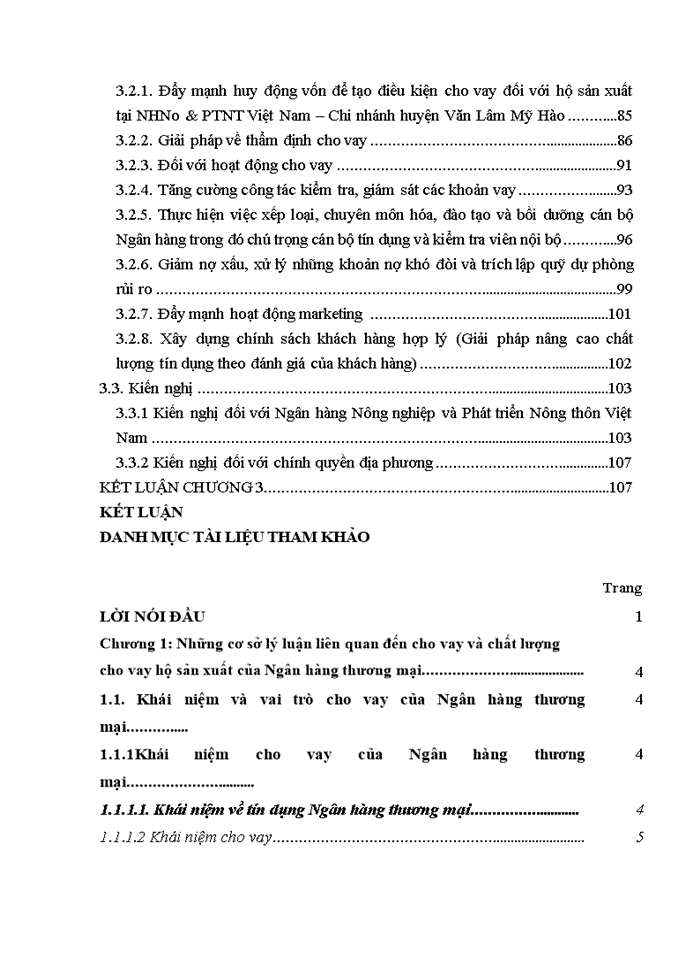 Nâng cao chất lượng cho vay hộ sản xuất tại ngân hàng nông nghiệp và phát triển nông thôn việt nam - chi nhánh huyện văn lâm mỹ hào 2018