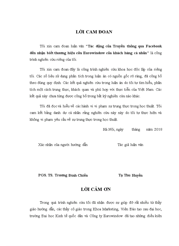 image for page Tác động của truyền thông qua facebook đến nhận biết thương hiệu cửa eurowindow của khách hàng cá nhân 2018