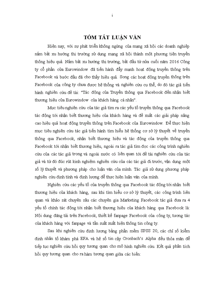 image for page Tác động của truyền thông qua facebook đến nhận biết thương hiệu cửa eurowindow của khách hàng cá nhân 2018
