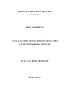 Nâng cao chất lượng đội ngũ giảng viên tại trường đại học đông đô 2017