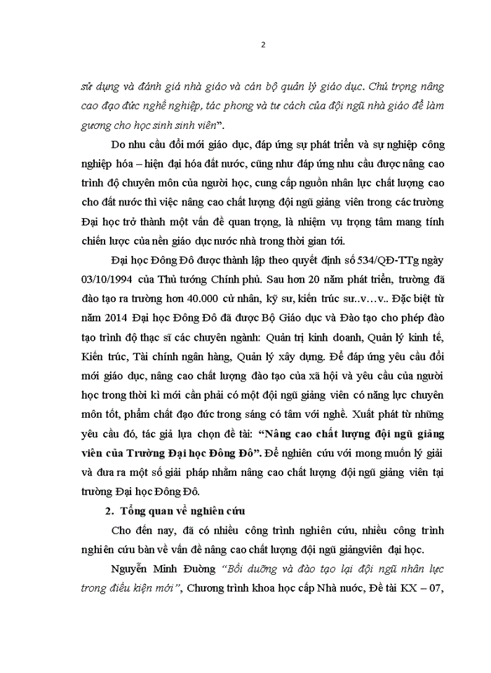 image for page Nâng cao chất lượng đội ngũ giảng viên tại trường đại học đông đô 2017