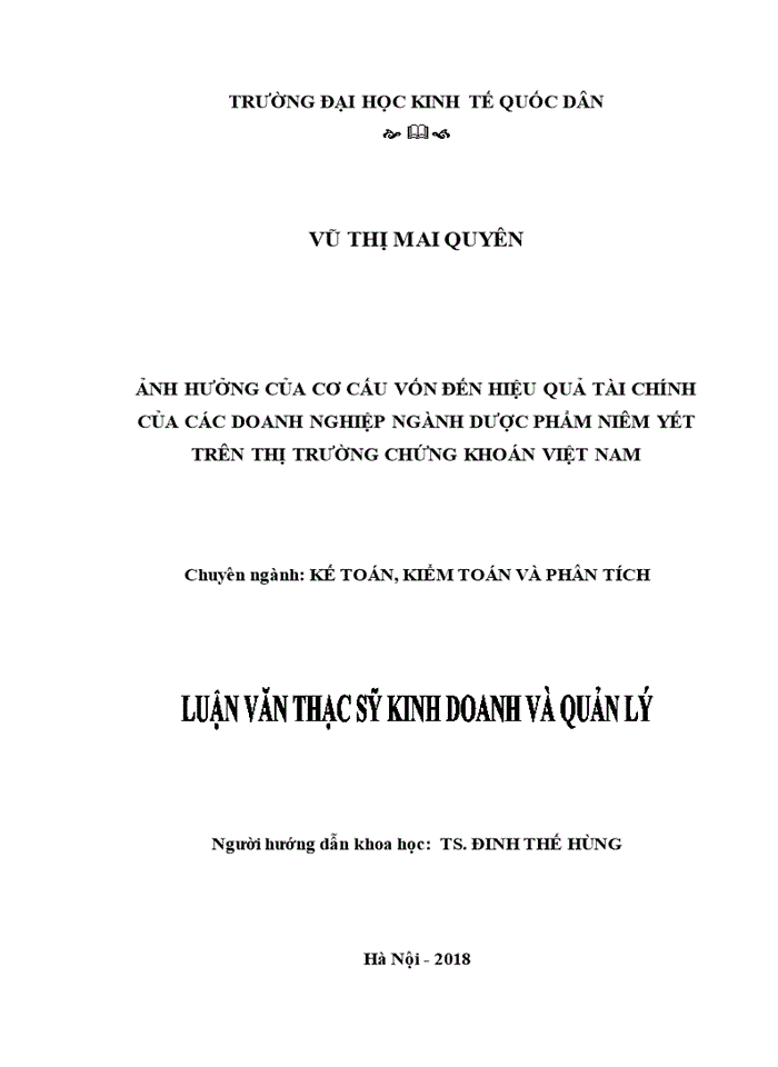 image for page Ảnh hưởng của cơ cấu vốn đến hiệu quả tài chính của các doanh nghiệp ngành dược phẩm niêm yết trên thị trường chứng khoán việt nam 2018