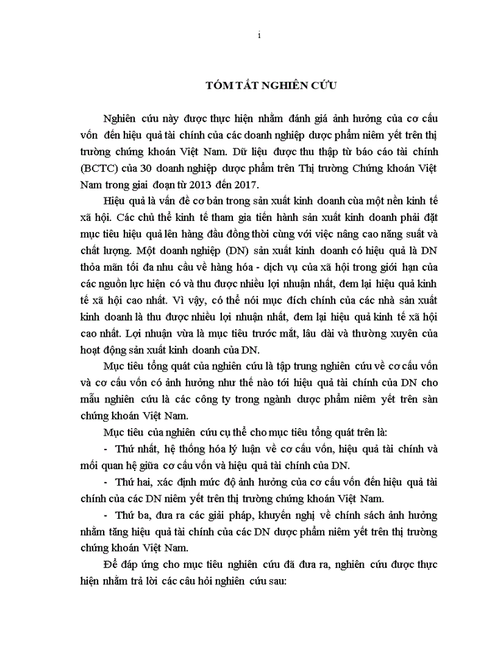 image for page Ảnh hưởng của cơ cấu vốn đến hiệu quả tài chính của các doanh nghiệp ngành dược phẩm niêm yết trên thị trường chứng khoán việt nam 2018