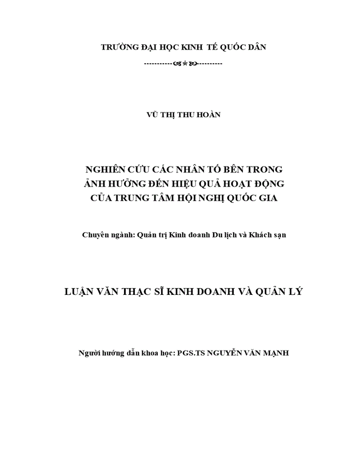 Nghiên cứu các nhân tố bên trong ảnh hưởng đến hiệu quả hoạt động của trung tâm hội nghị quốc gia 2017