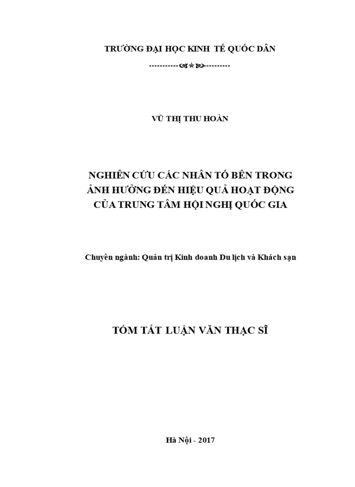 image for page Nghiên cứu các nhân tố bên trong ảnh hưởng đến hiệu quả hoạt động của trung tâm hội nghị quốc gia 2017