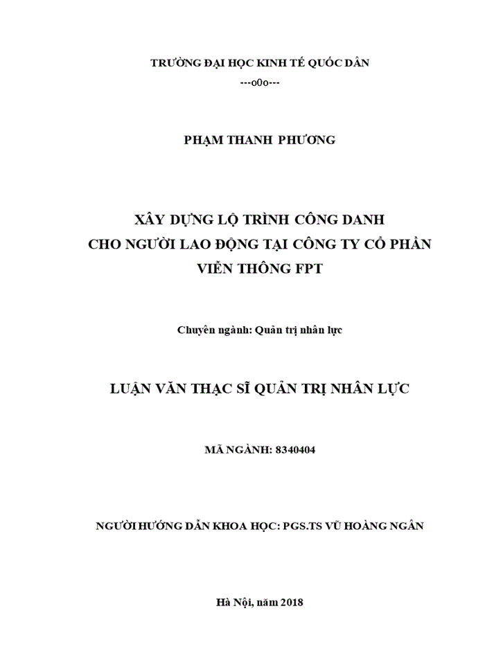 Xây dựng lộ trình công danh cho người lao động tại công ty cổ phần viễn thông fpt 2018