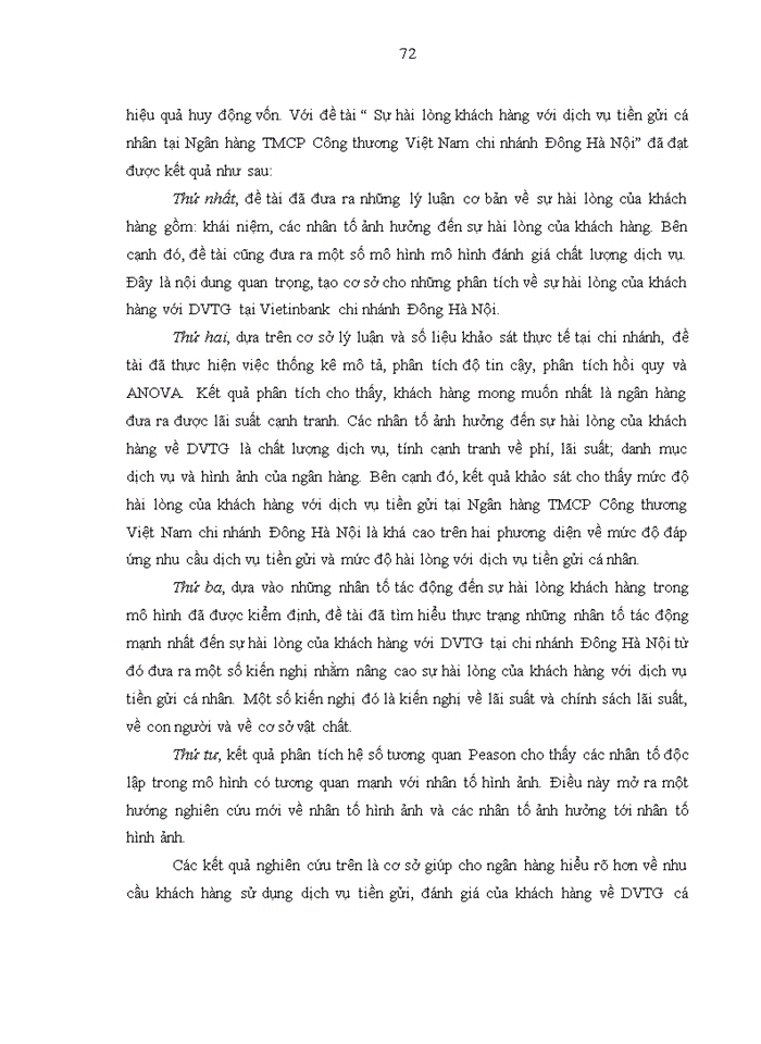 image for page Sự hài lòng của khách hàng đối với dịch vụ tiền gửi cá nhân của ngân hàng tmcp công thương việt nam – chi nhánh đông hà nội