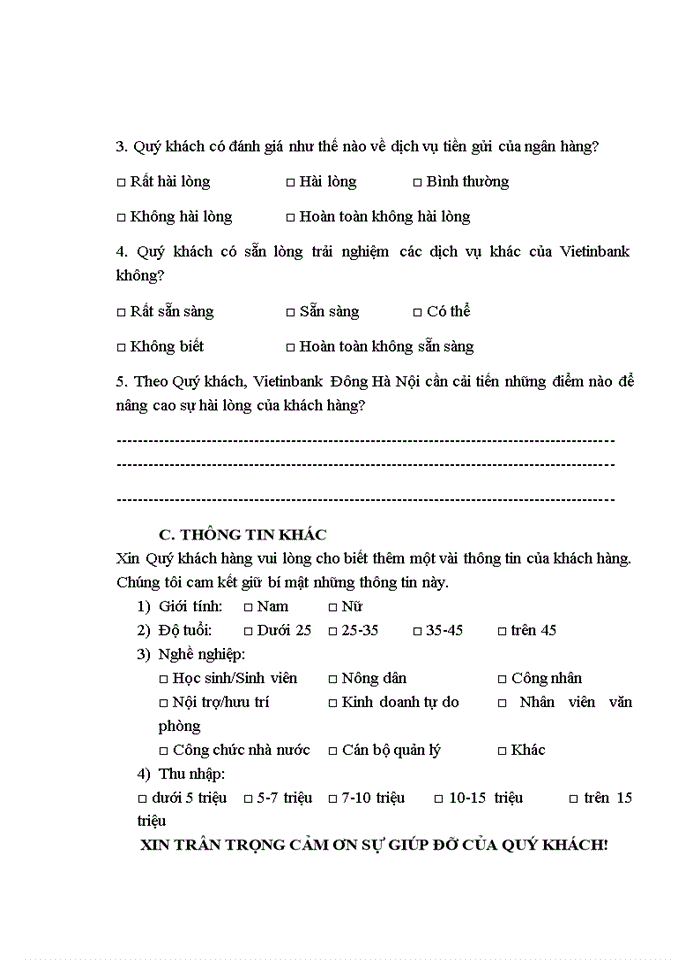 image for page Sự hài lòng của khách hàng đối với dịch vụ tiền gửi cá nhân của ngân hàng tmcp công thương việt nam – chi nhánh đông hà nội