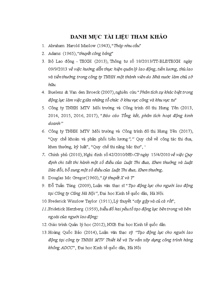 image for page Công cụ tạo động lực cho lao động tại công ty tnhh một thành viên môi trường và công trình đô thị hưng yên 2018