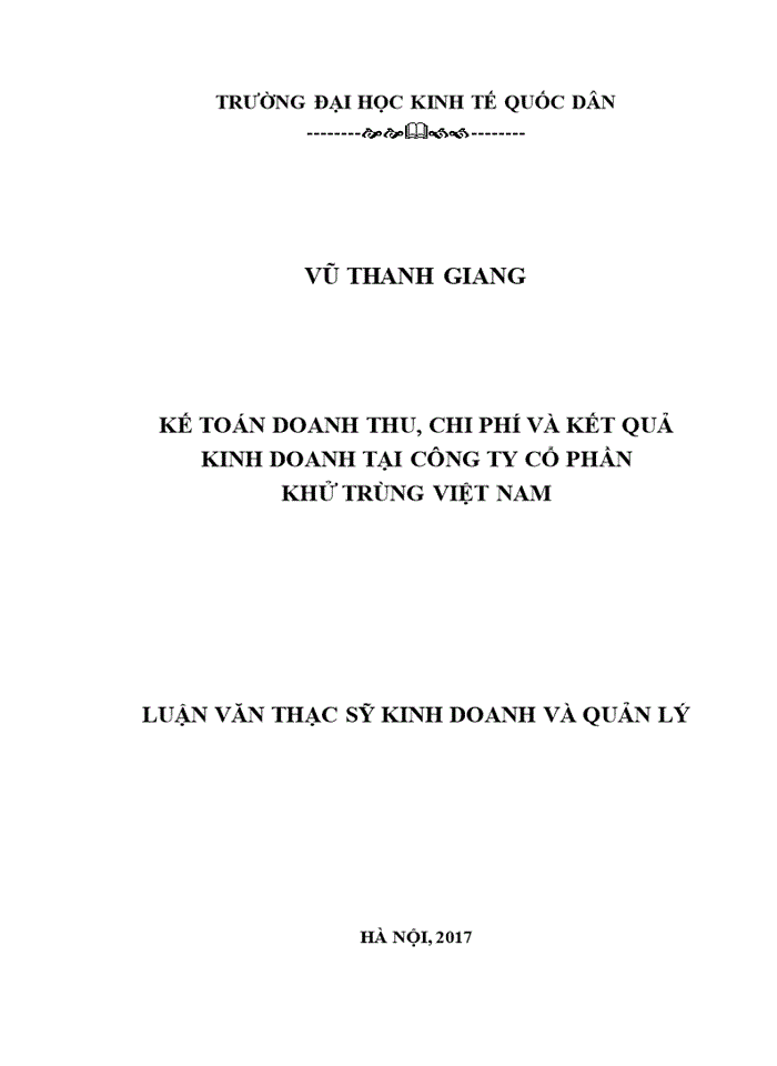 Kế toán doanh thu, chi phí và kết quả kinh doanh tại công ty cổ phần khử trùng việt nam