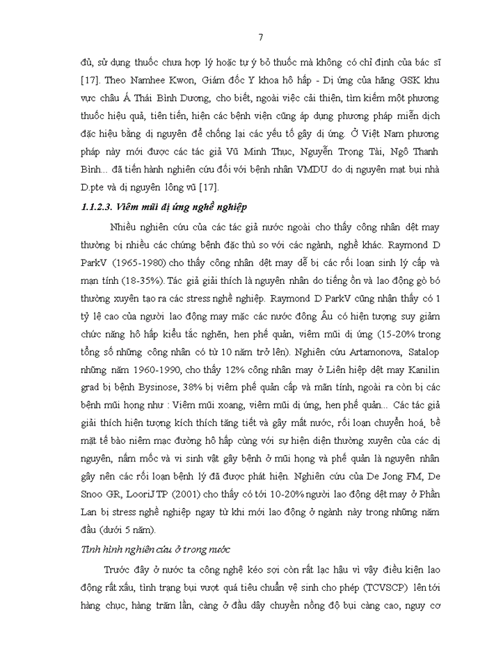 image for page Thực trạng viêm mũi dị ứng của công nhân công ty dệt may hoàng thị loan và hiệu quả một số giải pháp can thiệp năm 2016-2017