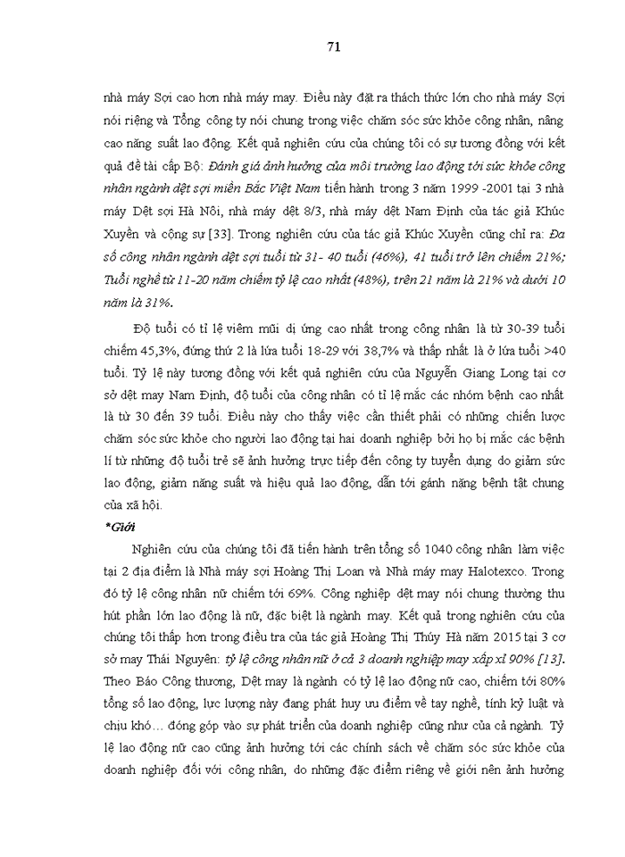 image for page Thực trạng viêm mũi dị ứng của công nhân công ty dệt may hoàng thị loan và hiệu quả một số giải pháp can thiệp năm 2016-2017