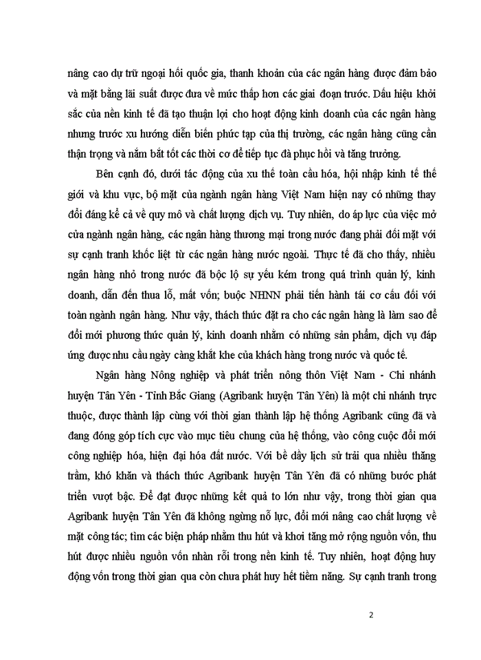 image for page Đẩy mạnh hoạt động huy động vốn tại Chi nhánh Ngân hàng Nông nghiệp và phát triển nông thôn huyện Tân Yên - Tỉnh Bắc Giang