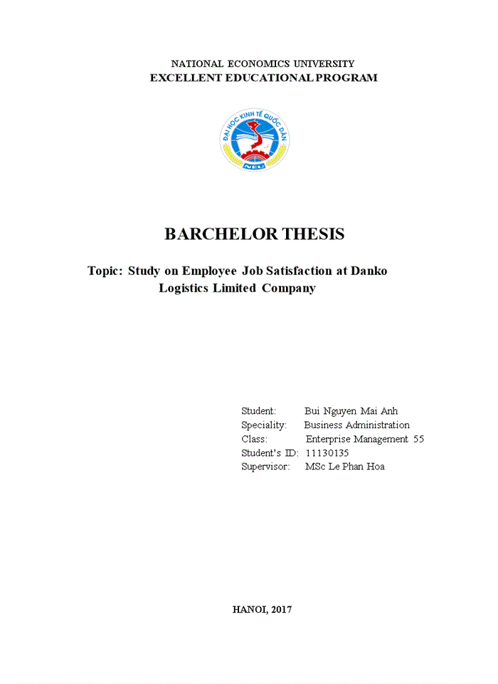 image for page Study on Employee Job Satisfaction at Danko Logistics Limited Company 2017