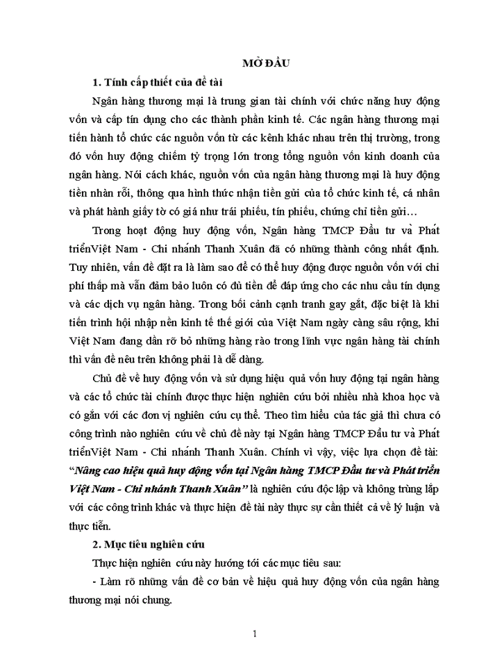 image for page Nâng cao hiệu quả huy động vốn tại ngân hàng tmcp đầu tư và phát triển việt nam chi nhánh thanh xuân 2017