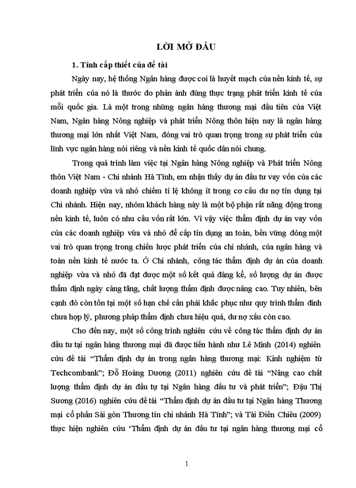 image for page Hoàn thiện công tác thẩm định dự án đầu tư vay vốn của các doanh nghiệp vừa và nhỏ tại ngân hàng nông nghiệp và phát triển nông thôn việt nam - chi nhánh hà tĩnh 2017