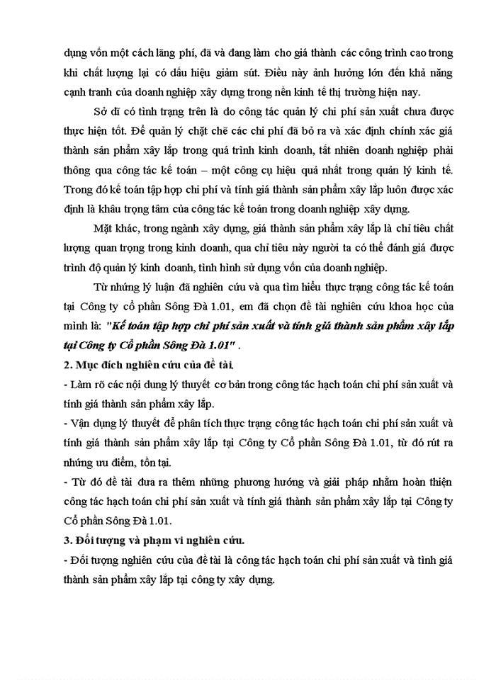 image for page Kế toán tập hợp chi phí sản xuất và tính giá thành sản phẩm xây lắp tại công ty cổ phần sông đà 1.01