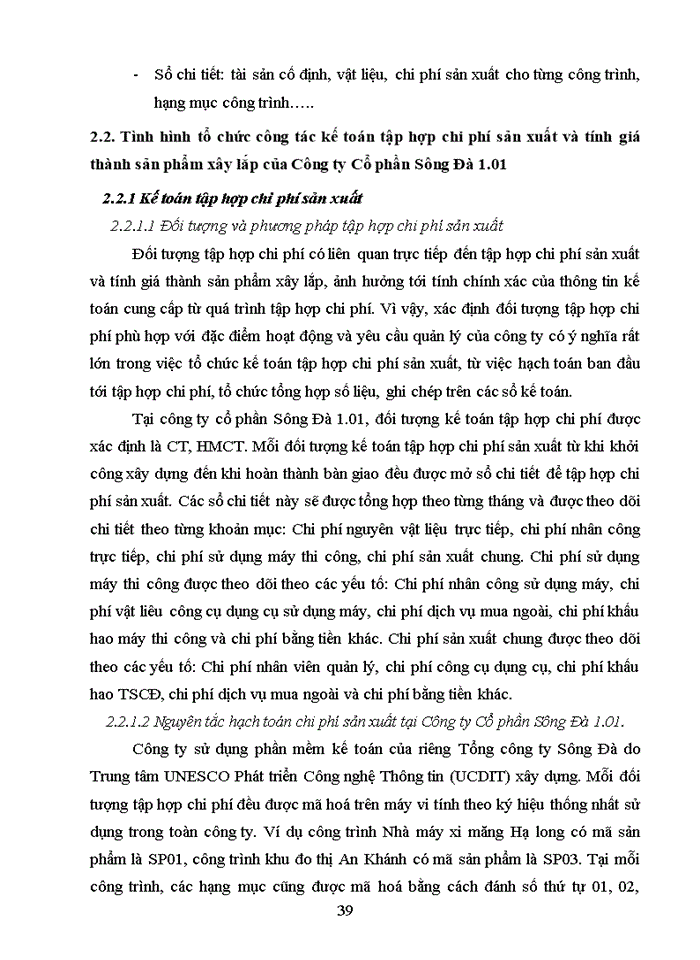 image for page Kế toán tập hợp chi phí sản xuất và tính giá thành sản phẩm xây lắp tại công ty cổ phần sông đà 1.01