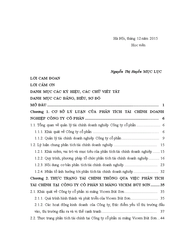 image for page Phân tích tài chính tại công ty cổ phần xi măng vicem bút sơn