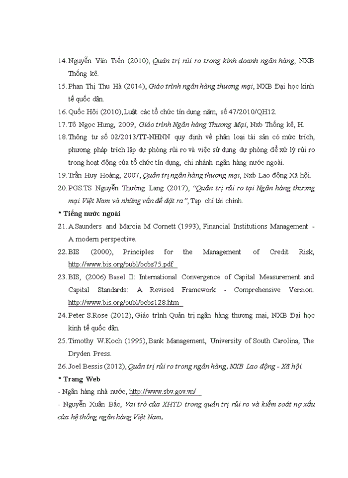 image for page Quản trị rủi ro tín dụng tại ngân hàng thương mại cổ phần đầu tư và phát triển việt nam - chi nhánh chương dương