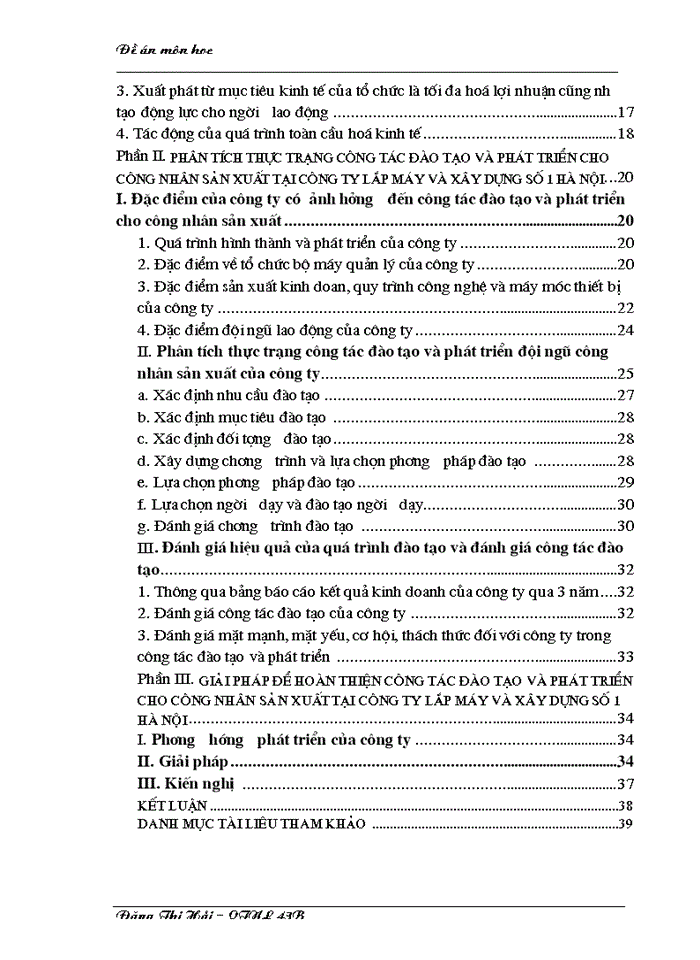 image for page Hoàn thiện cụng tỏc đào tạo và phỏt triển cho cụng nhừn sản xuất tại cụng ty Lắp mỏy và Xừy dựng số 1 Hà Nội