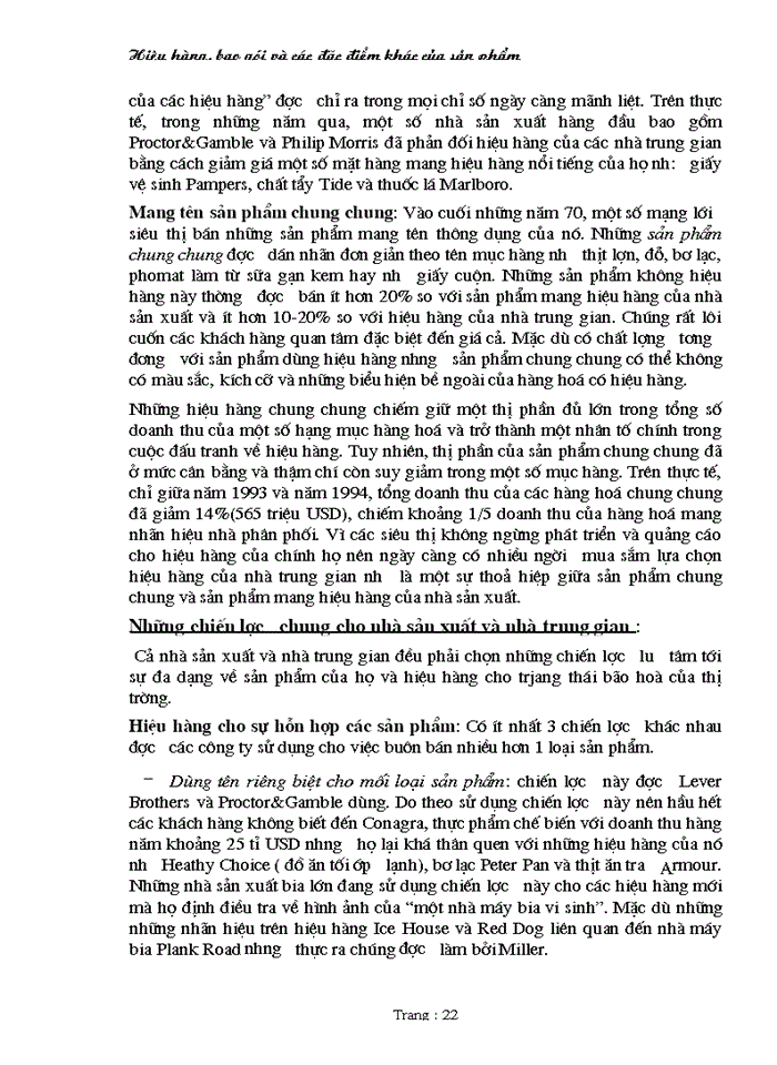 image for page Hiệu hàng, bao gói và các đặc điểm khác của sản phẩm