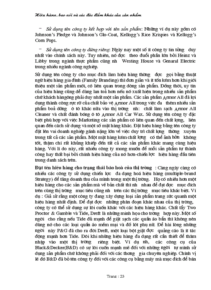 image for page Hiệu hàng, bao gói và các đặc điểm khác của sản phẩm