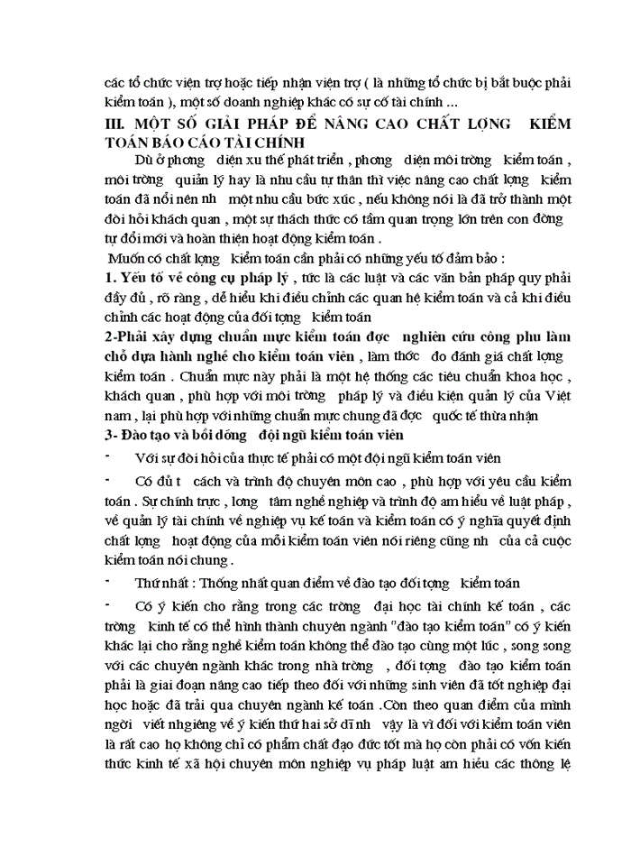 Kiểm toán độc lập ở Việt nam- Thực trạng và giải pháp để nâng cao chất lượng kiểm toán