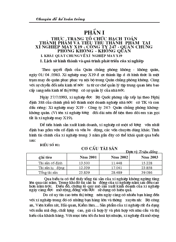 Thực trạng, giải pháp hoàn thiện công tác hạch toán thành phẩm và tiêu thụ thành phẩm tại xí nghiệp may X19 - Công ty 247- Quân chủng phòng không - không quân
