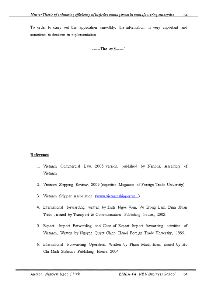 image for page Master Thesis of enhancing efficiency of logistics management in manufacturing enterprise