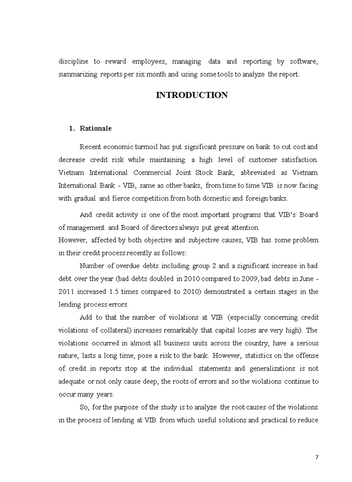 image for page Analysis of failures in implementing credit process at Vietnam International Bank