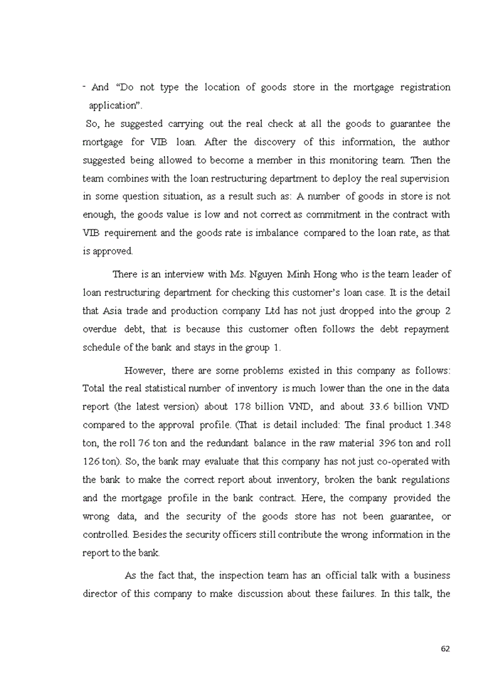 image for page Analysis of failures in implementing credit process at Vietnam International Bank