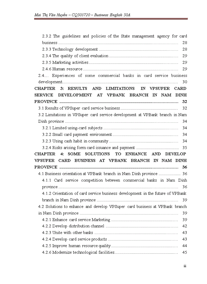 image for page Some solutions to enhance and develop VPSuper card business at VPBank branch in Nam Dinh province