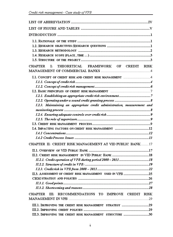 Credit risk management - Case study of VPB