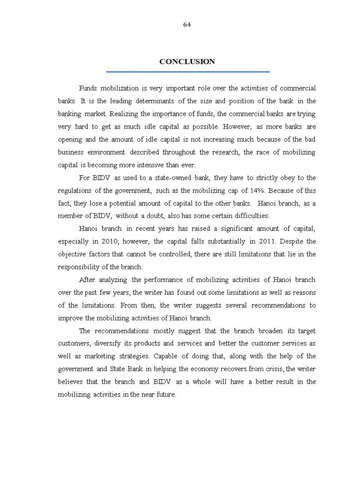 image for page Current situation of mobilizing activities in BIDV, Hanoi branch and solutions for improvement