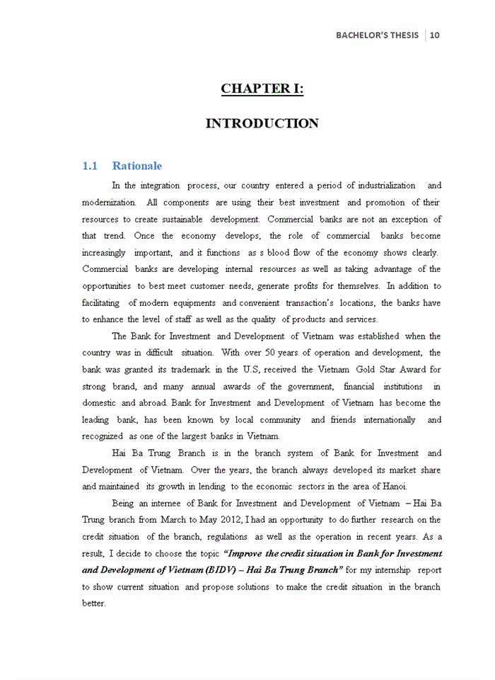 image for page Improve the credit situation in Bank for Investment and Development of Vietnam (BIDV) – Hai Ba Trung Branch