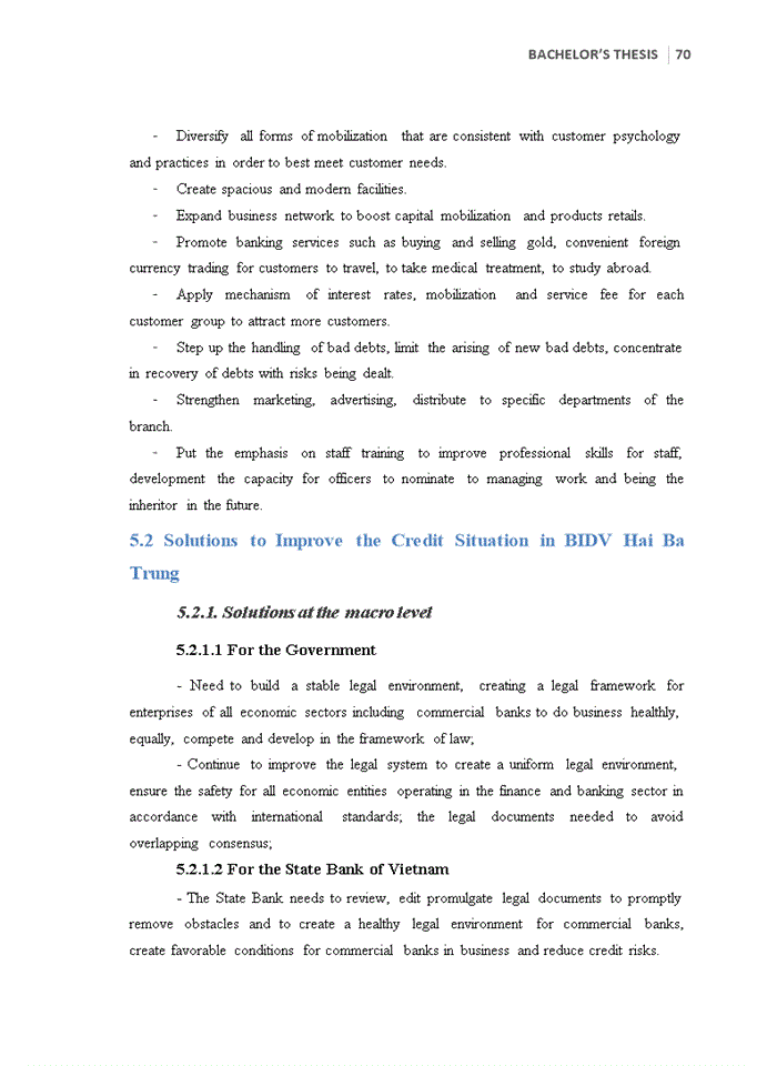 image for page Improve the credit situation in Bank for Investment and Development of Vietnam (BIDV) – Hai Ba Trung Branch