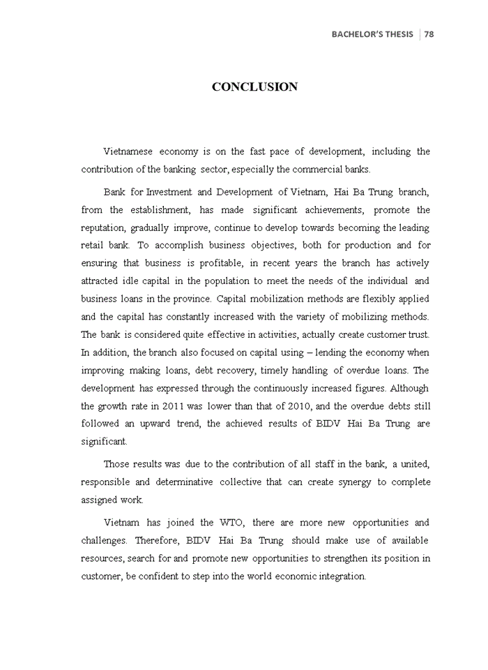 image for page Improve the credit situation in Bank for Investment and Development of Vietnam (BIDV) – Hai Ba Trung Branch