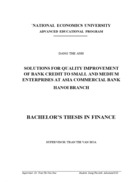 Solutions for quality improvement of bank credit to small and medium enterprises at asia commercial bank hanoi branch