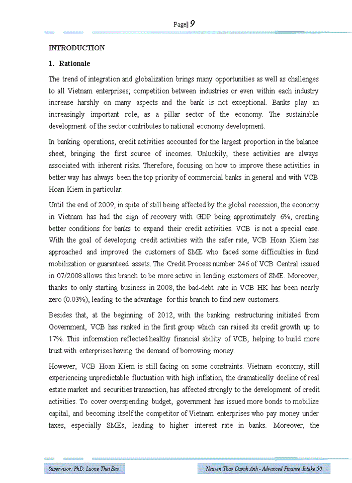 image for page Improving credit activities to small and medium sized enterprises in vietcombank hoan kiem branch