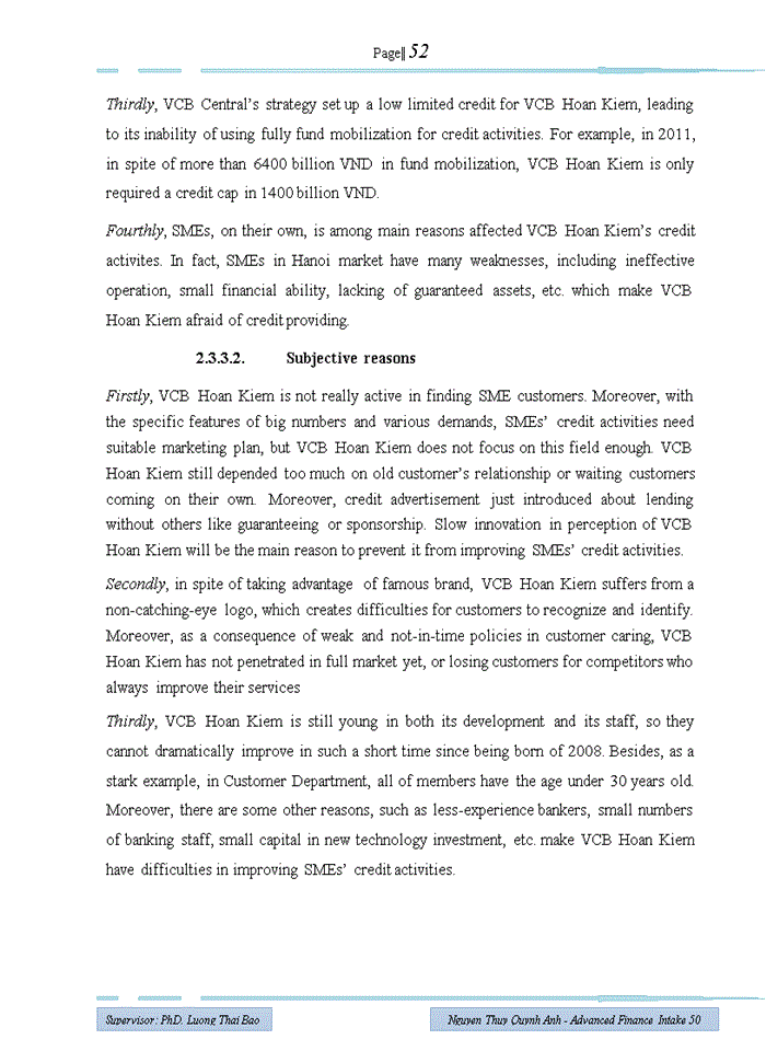 image for page Improving credit activities to small and medium sized enterprises in vietcombank hoan kiem branch