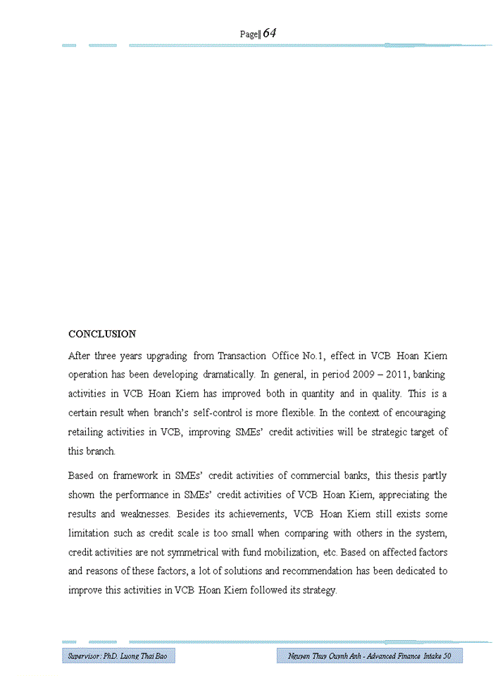 image for page Improving credit activities to small and medium sized enterprises in vietcombank hoan kiem branch