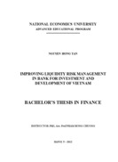Improving liquidity risk management in bank for investment and development of vietnam