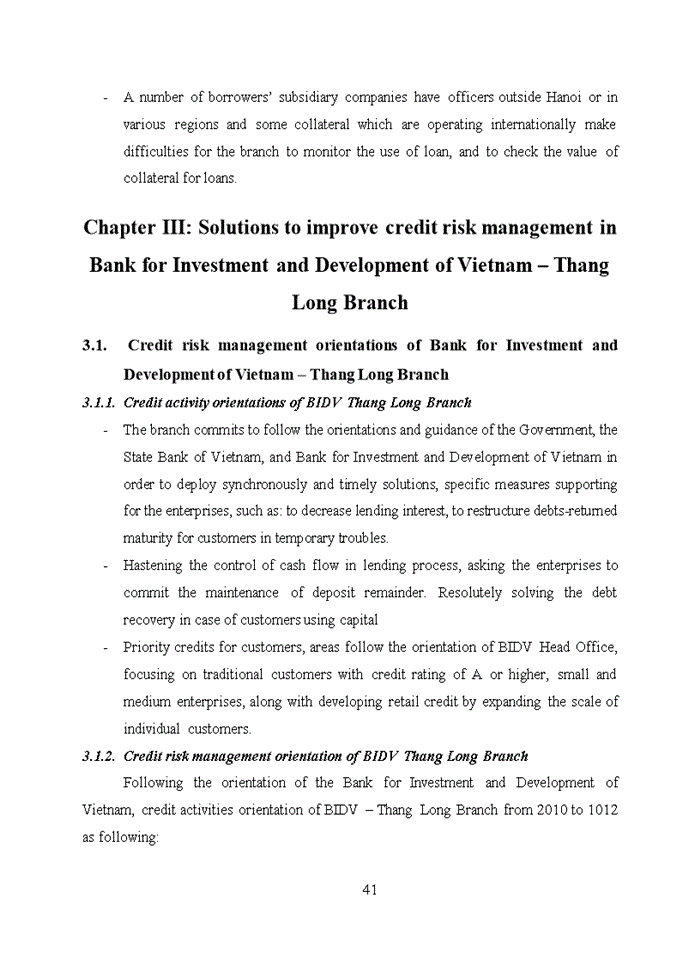 image for page Improving credit risk management in the Bank for Investment and Development of Vietnam – Thang Long Branch