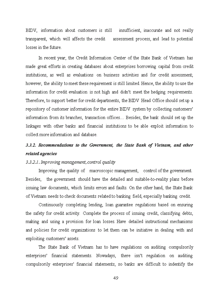 image for page Improving credit risk management in the Bank for Investment and Development of Vietnam – Thang Long Branch
