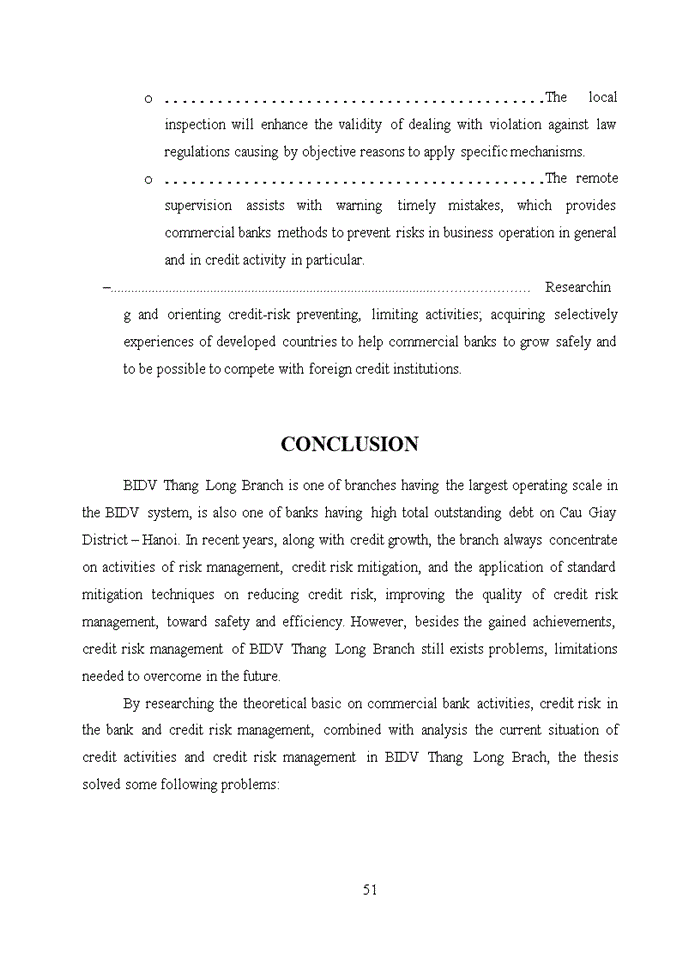 image for page Improving credit risk management in the Bank for Investment and Development of Vietnam – Thang Long Branch